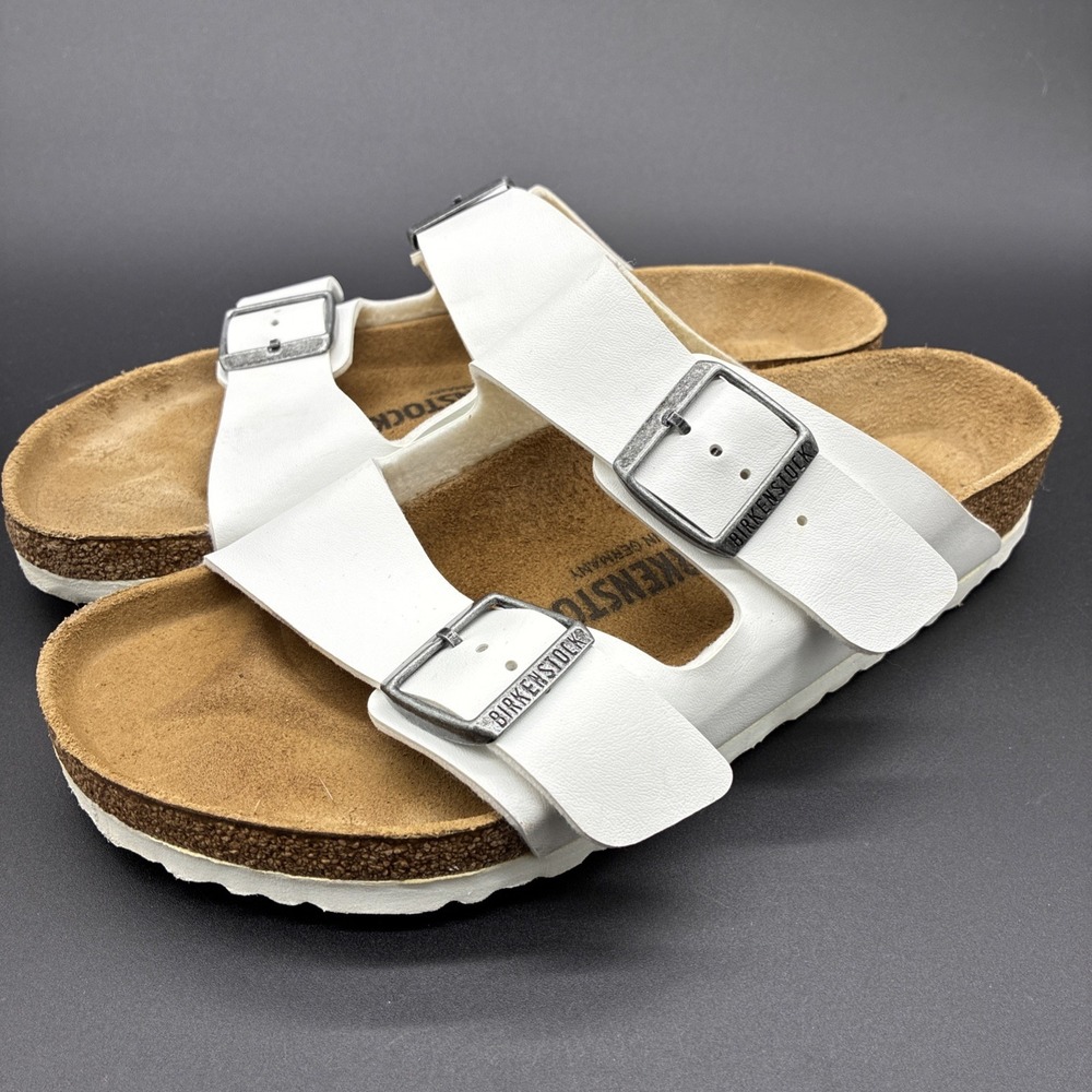 Birkenstock Arizona Birko-Flor Sandals Women's EU 40 US 9-9.5 White Cork